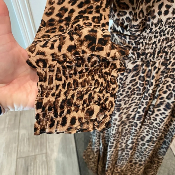 Whistles Jungle Cheetah Shirred Midi Dress leopard animal print 16891 - Picture 9 of 16